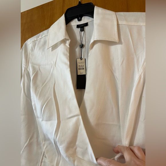 Talbots Top Faux Wrap White Blouse Side Zip Ruching NWT Women’s Petite 18WP 18 P - Picture 2 of 11